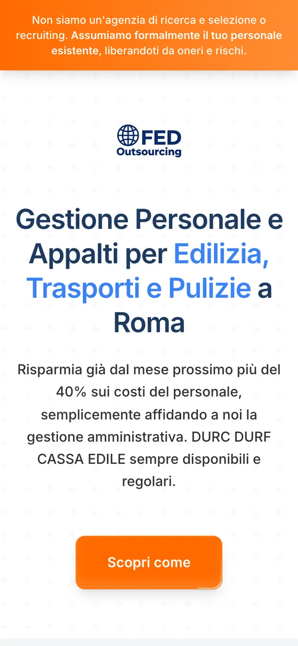 FED Outsourcing, schermata 1 (telefono)