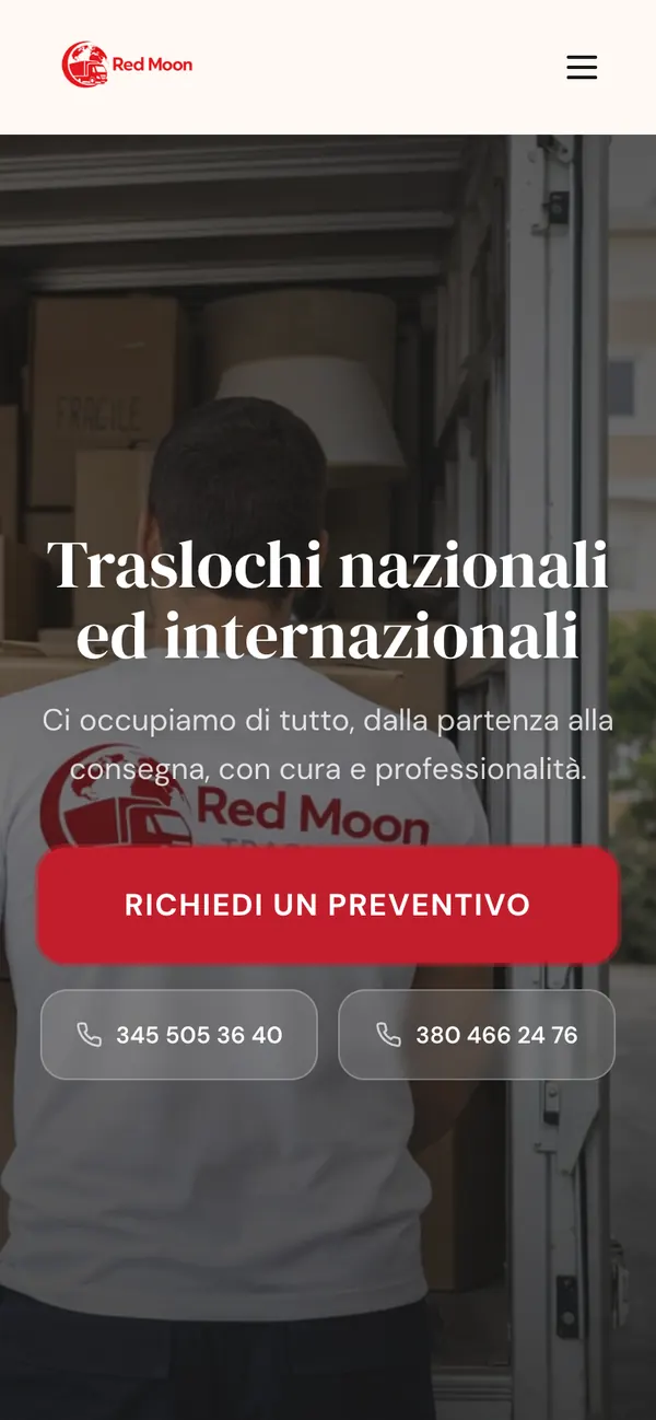 Red Moon Traslochi, schermata 1 (telefono)