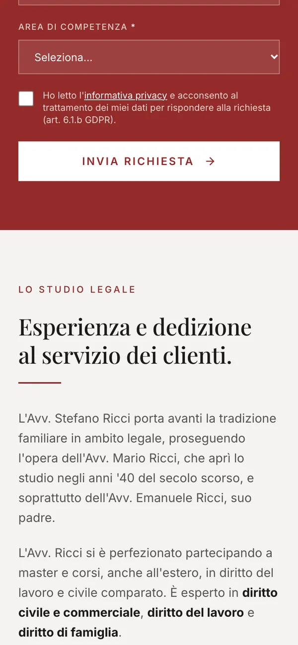 Studio Legale Ricci, schermata 3 (telefono)