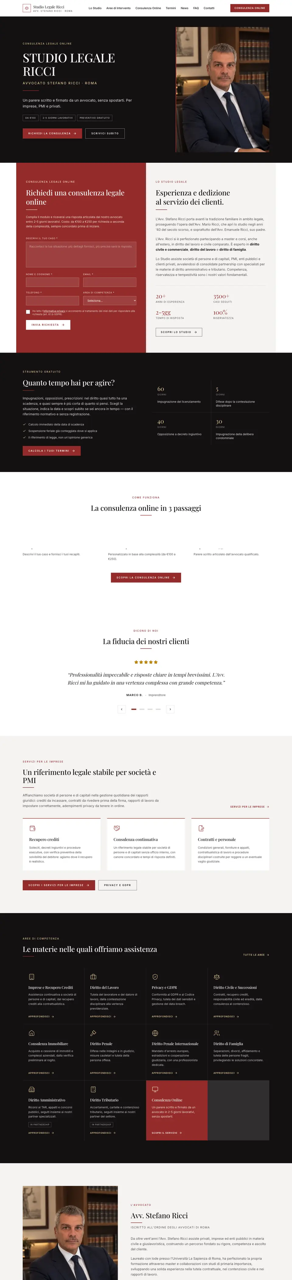 Pagina del sito Studio Legale Ricci